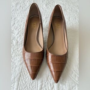 Franco Sarto Brown Croc Embossed leather heel